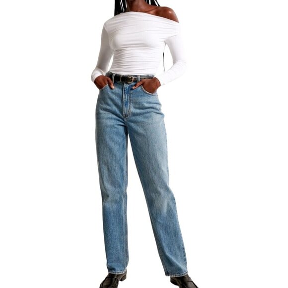 Abercrombie & Fitch The 90's Straight Ultra High Rise Medium Wash Jeans … - Picture 1 of 10